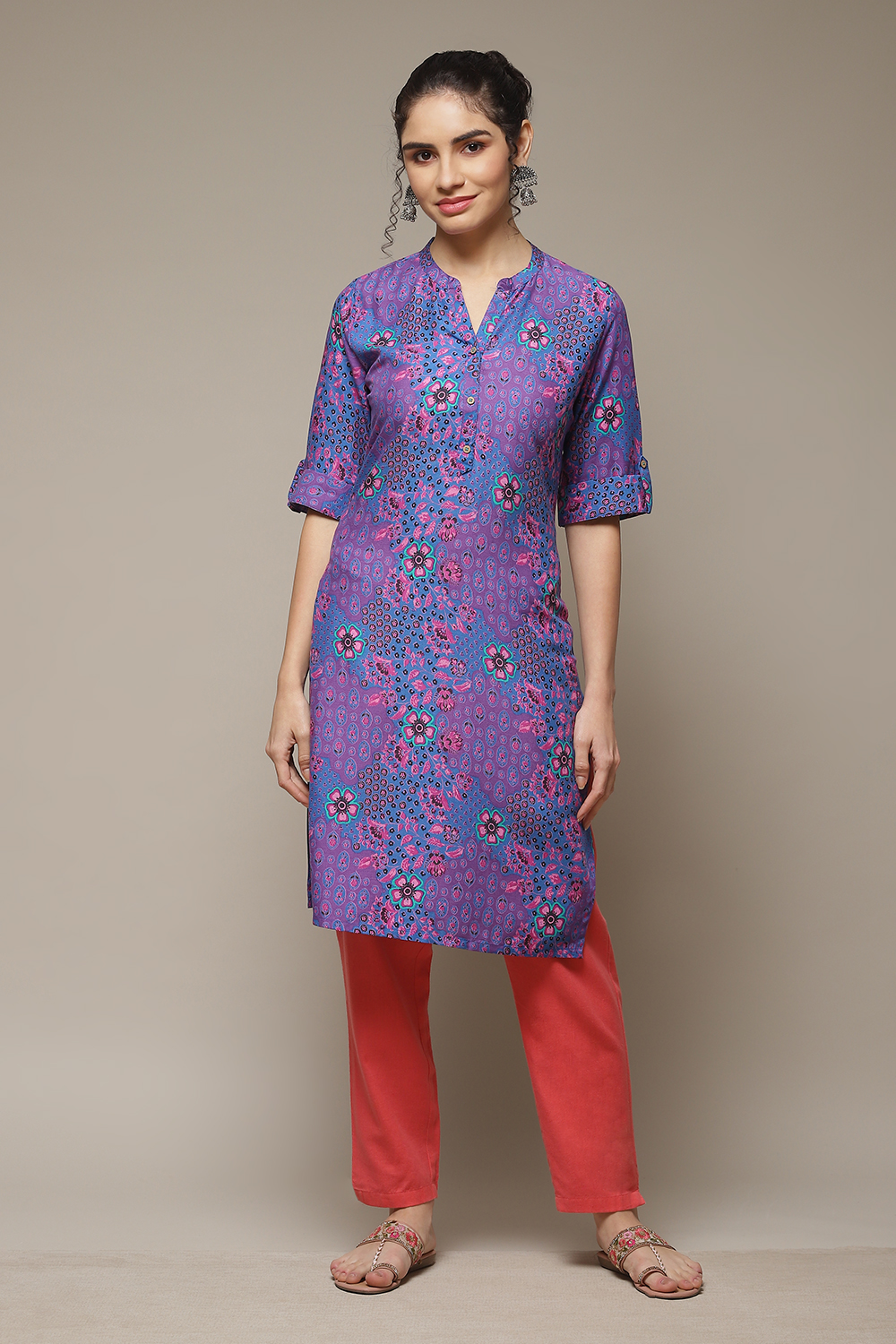 Purple LIVA Straight Kurta image number 1